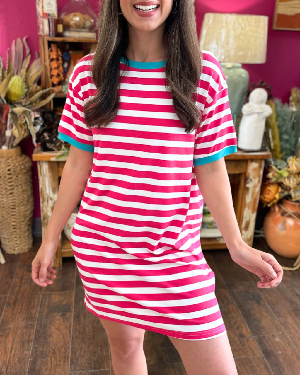 Short Sleeve Striped Dress