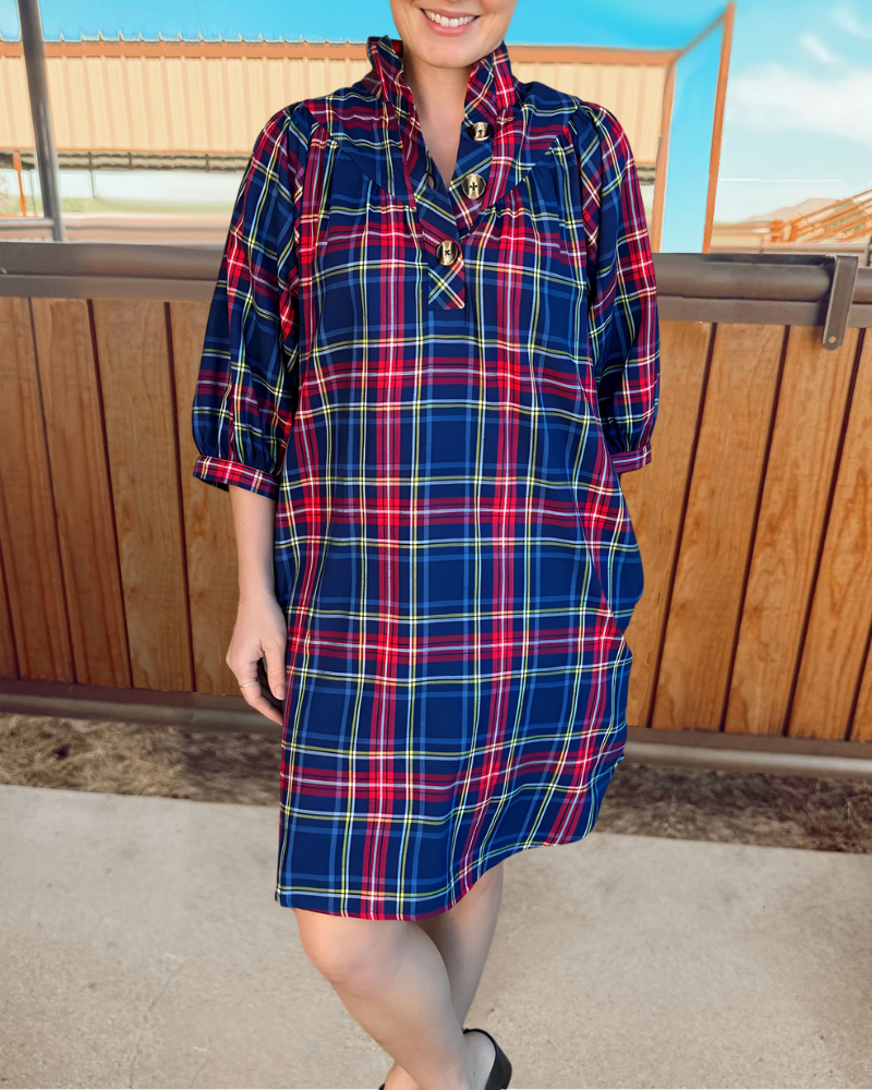 Stylish Striped Plaid Dress