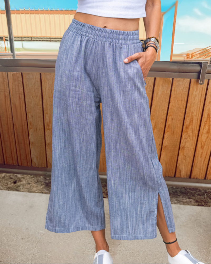 Casual Linen Wide-Leg Pants