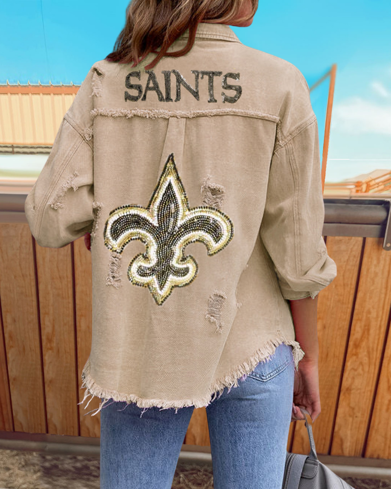 Saints Sequined Raw-edge Jacket