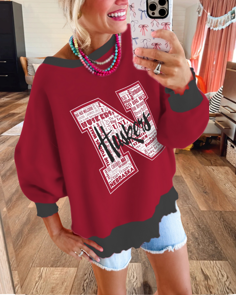 Nebraska Huskers Contrast Trim Sweatshirt