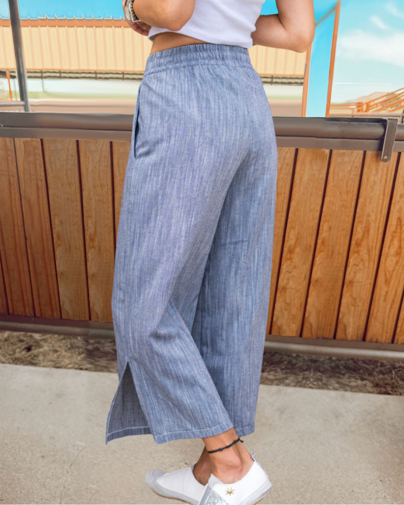 Casual Linen Wide-Leg Pants