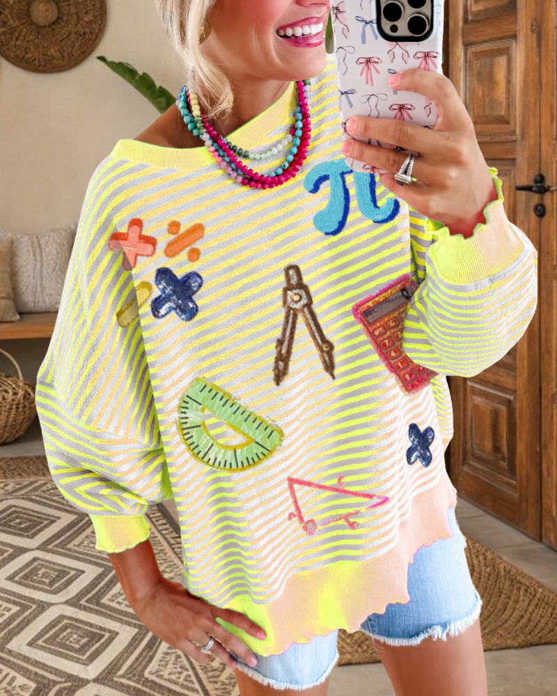 Calculator&Pi Sequins Sweatshirt