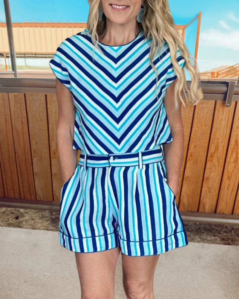 Chic Color-Block Striped Jumpsuit
