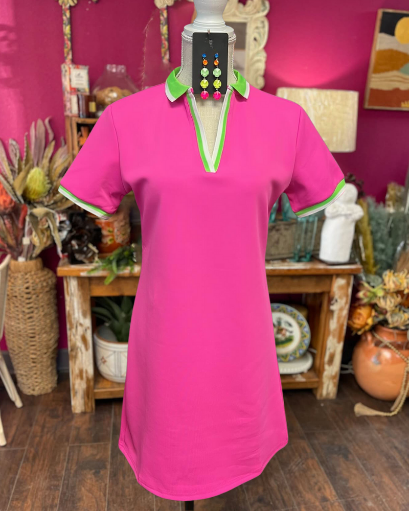 Contrast Trim V-neck Mini Dress
