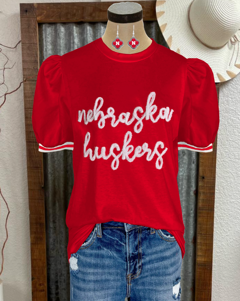 Nebraska Huskers Embroidered Top