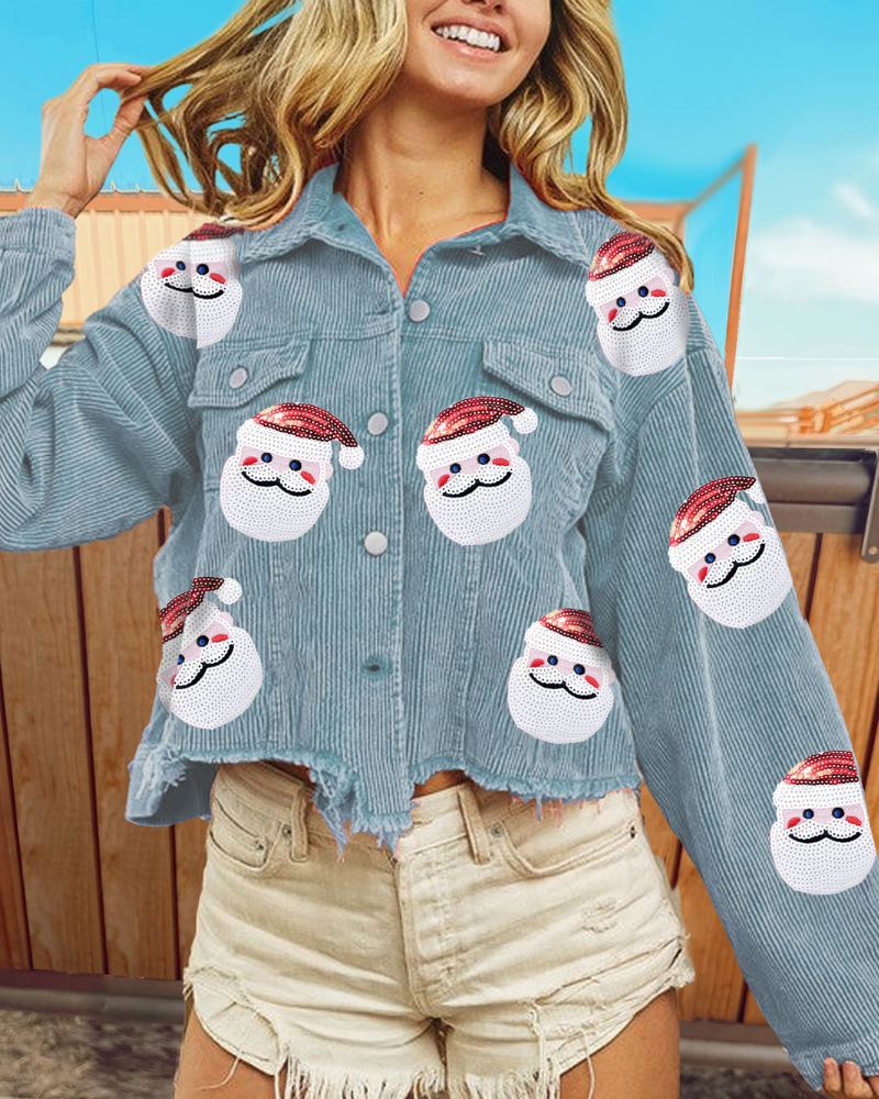 Cheerful Santa Claus Sequin Jacket