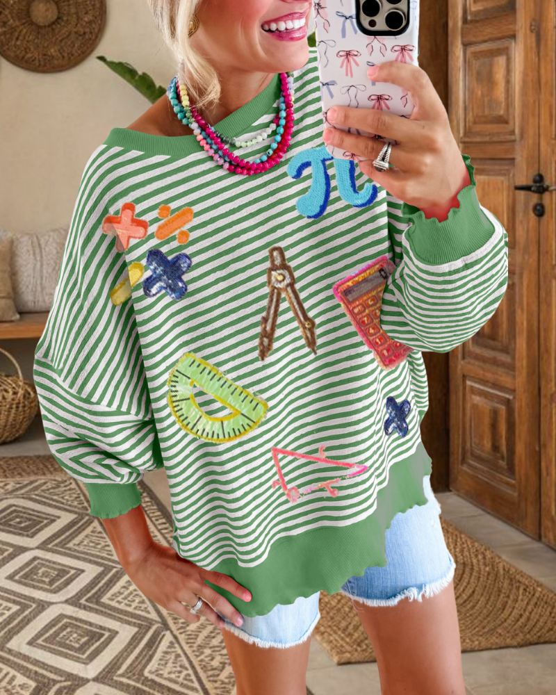 Calculator&Pi Sequins Sweatshirt