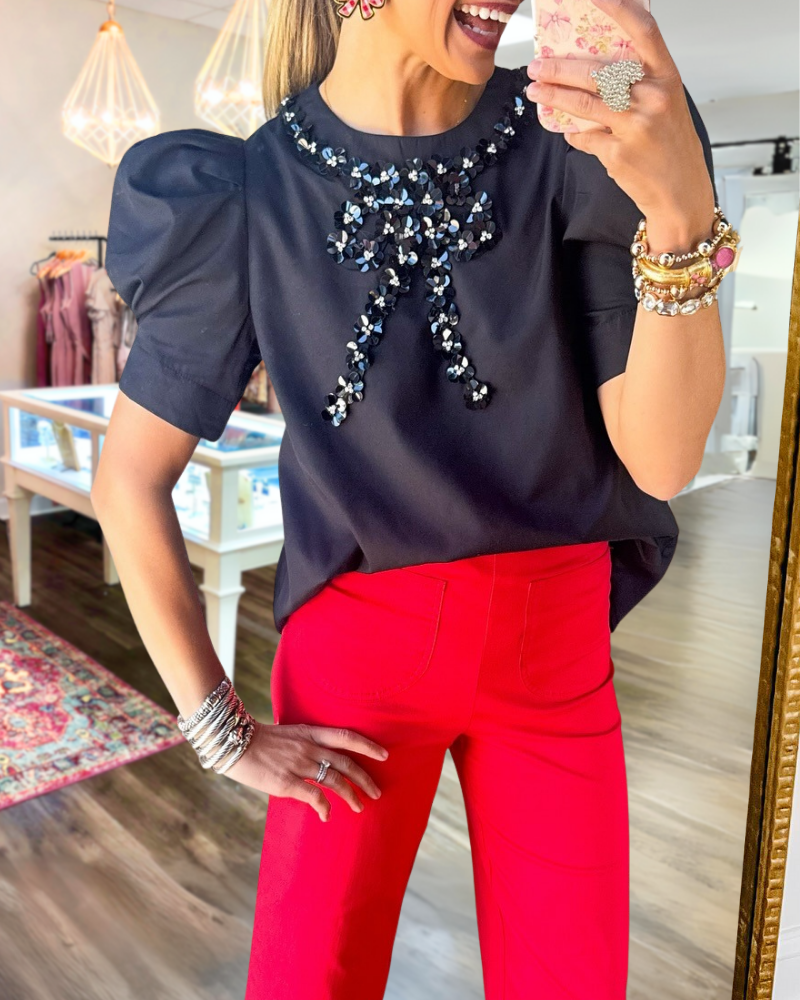 Stylish Bow Crewneck Top