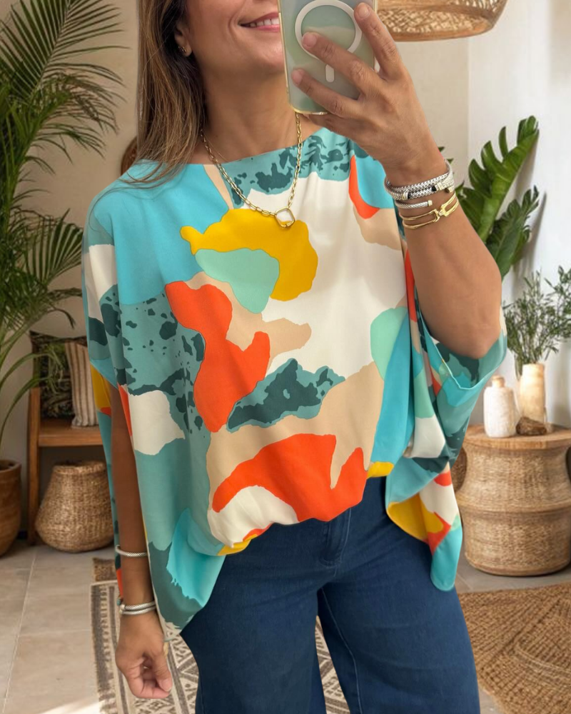 Abstract Colorblock Painting Top