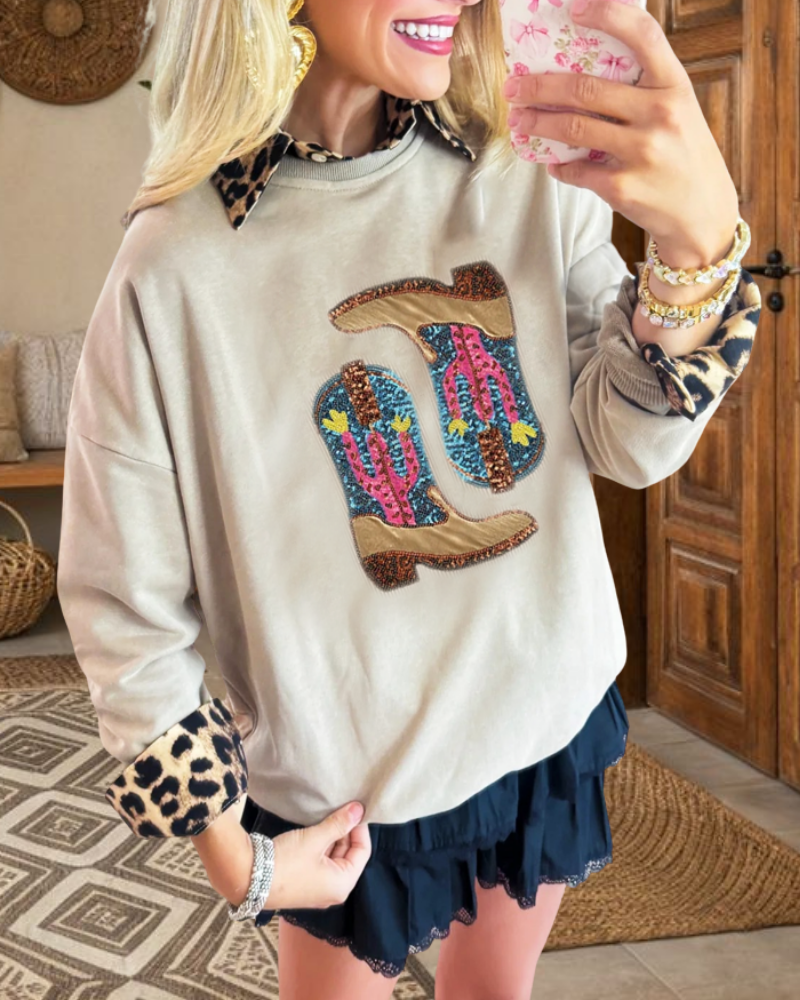 Glitter Boots Sweatshirt