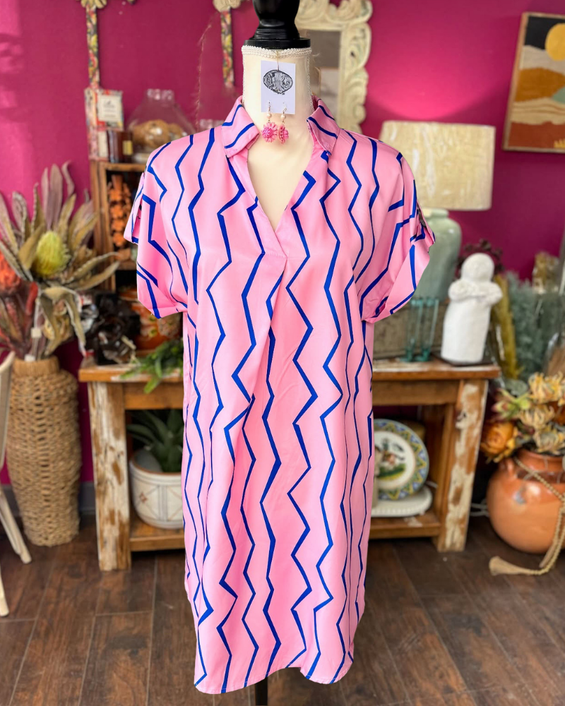 Chic Zigzag Stripe Mini Dress