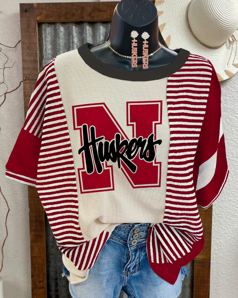 Nebraska Huskers striped T-shirt