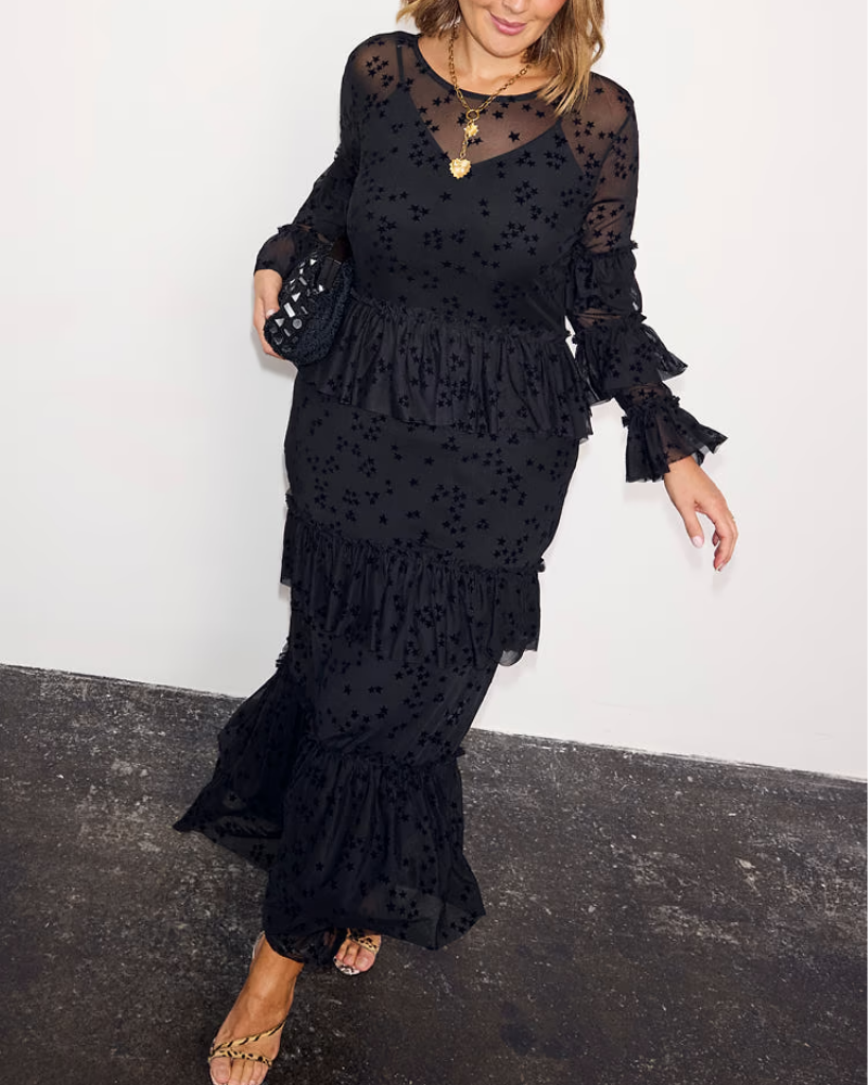 Star Ruffled Maxi Dress