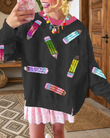 Oversized Colored Pencil Sequined Sweatshirt