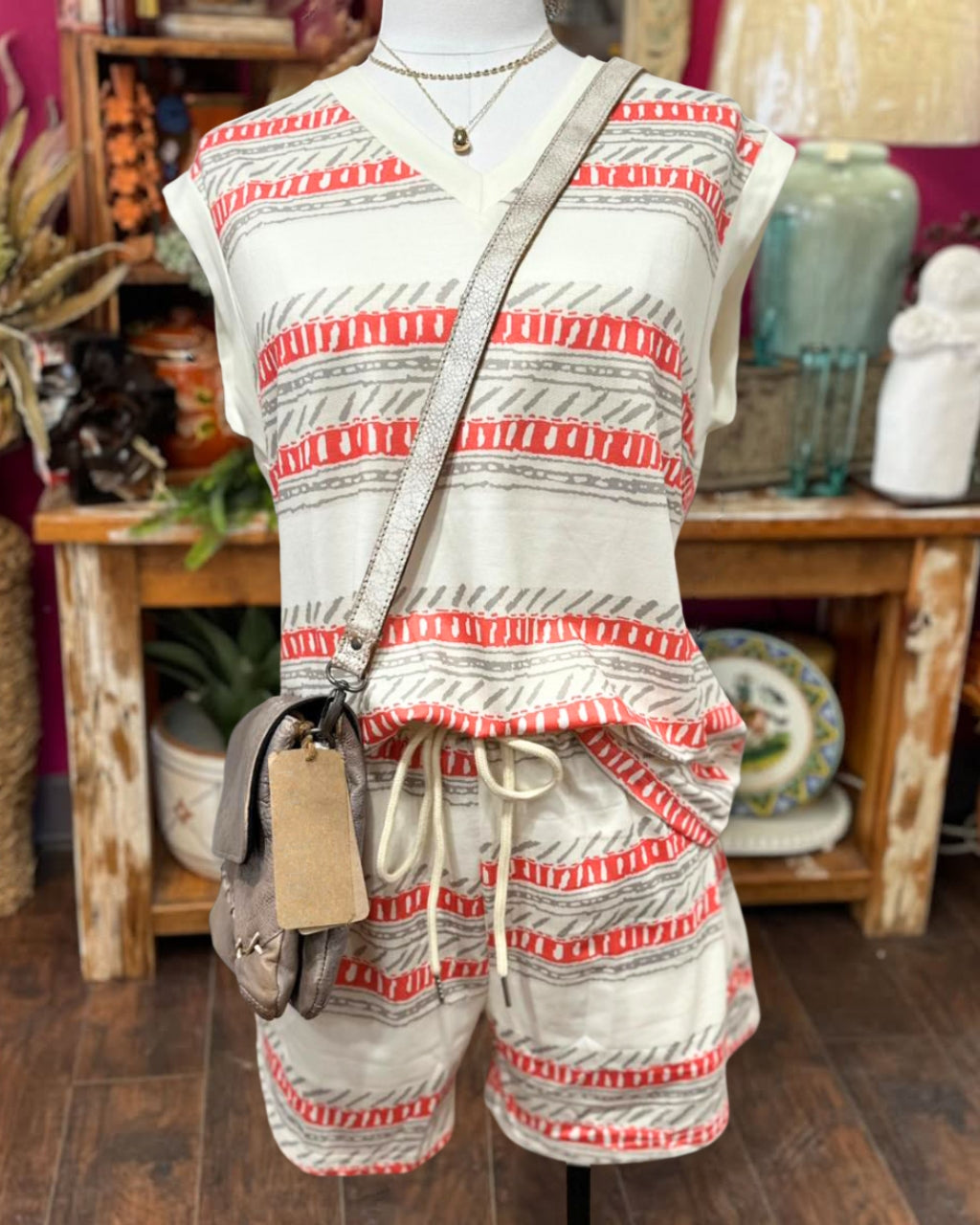 Mottled Tracks Print Short Set
