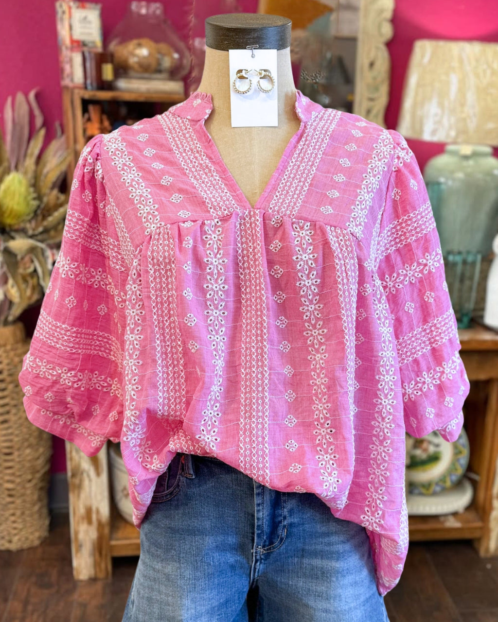 Cute Snowflake Embroidered Top