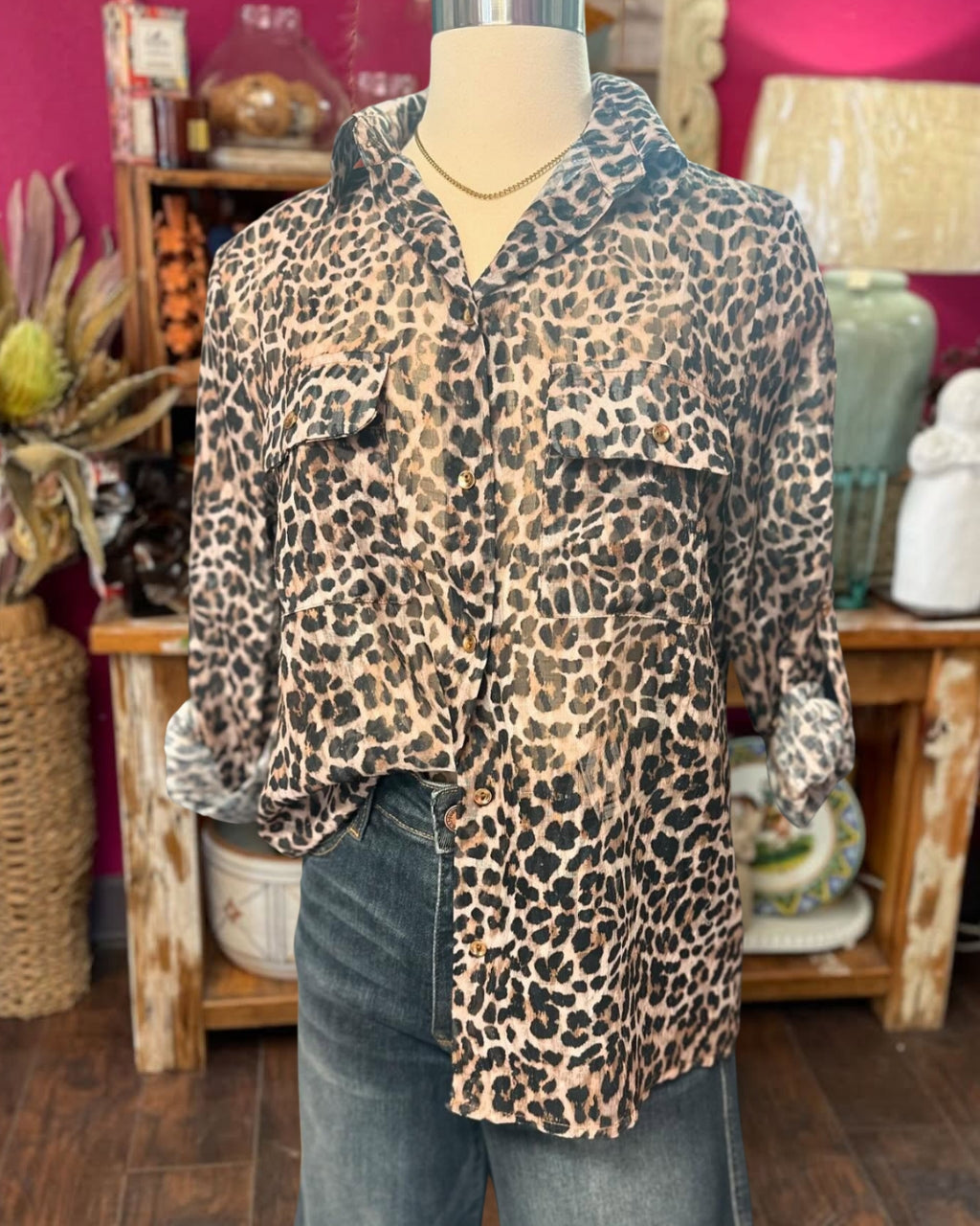 Velvet Leopard Print Shirt