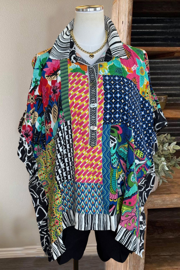 Oversized Mixed Pattern Floral Top