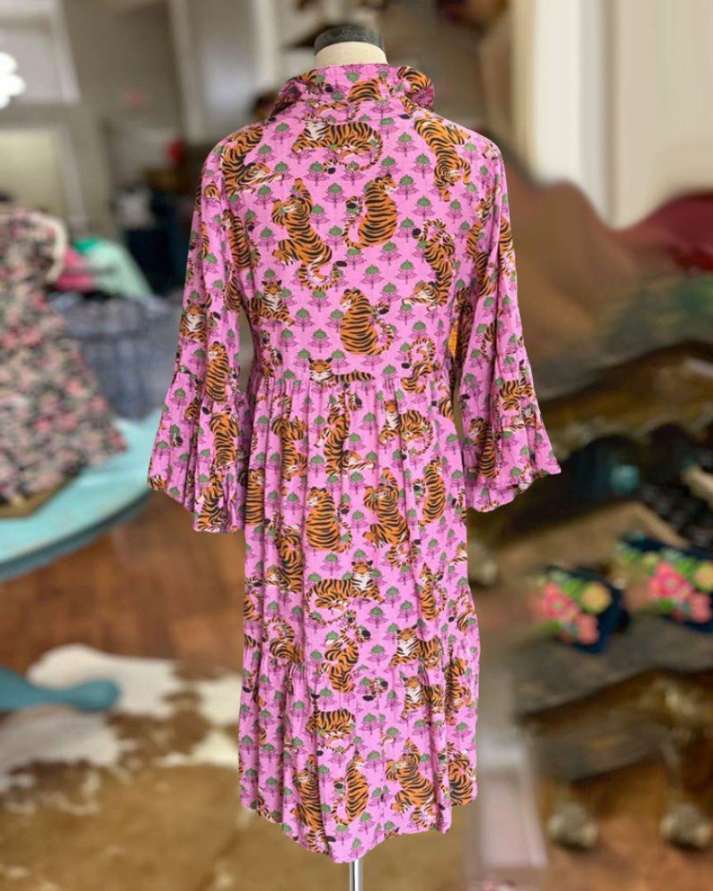 Wild Tiger Midi Dress-Pink