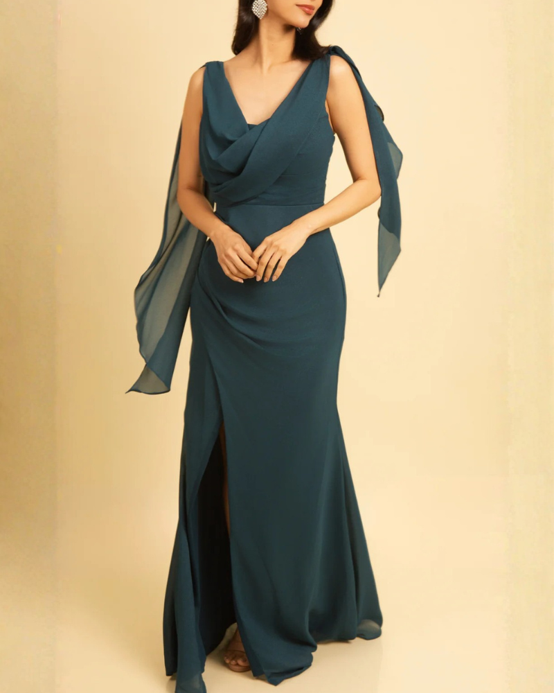 Stylish Slit Chiffon Maxi Dress