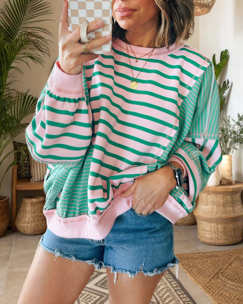 Colorblock Stripe Patchwork Sweatshirt