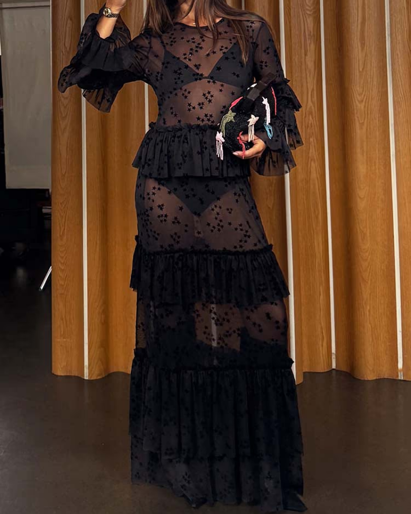 Star Ruffled Maxi Dress