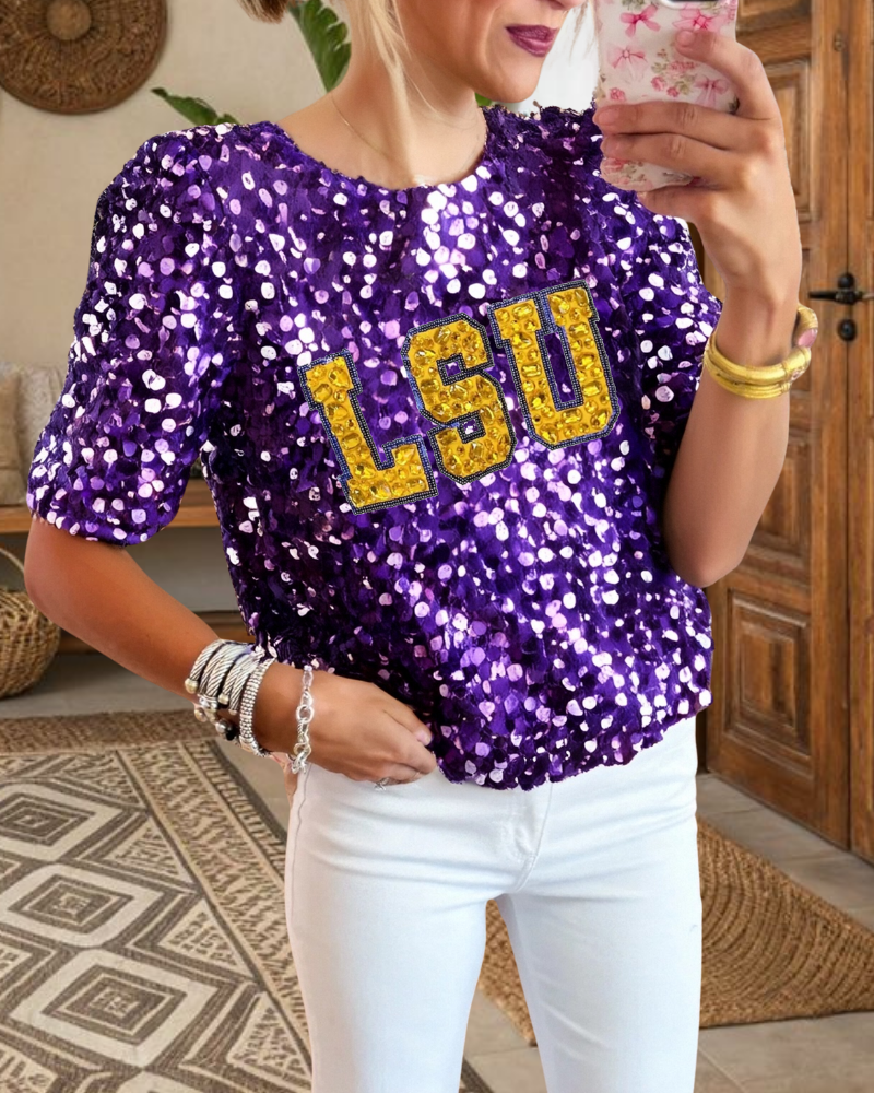 LSU Sequins Top