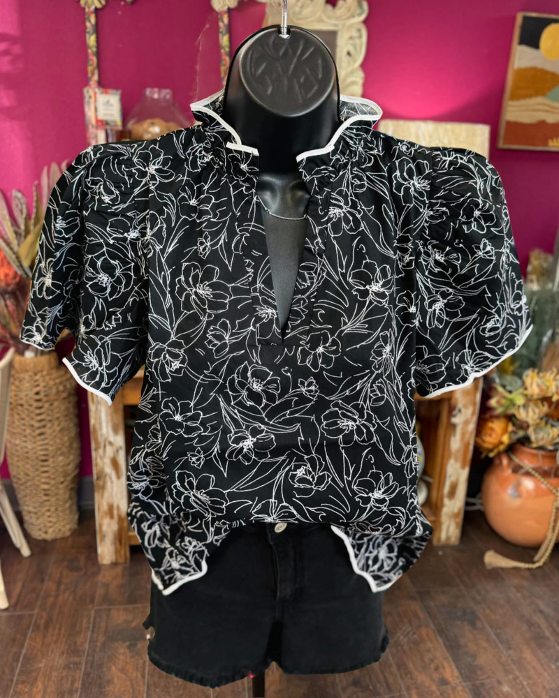 Chic Line Floral Satin Top