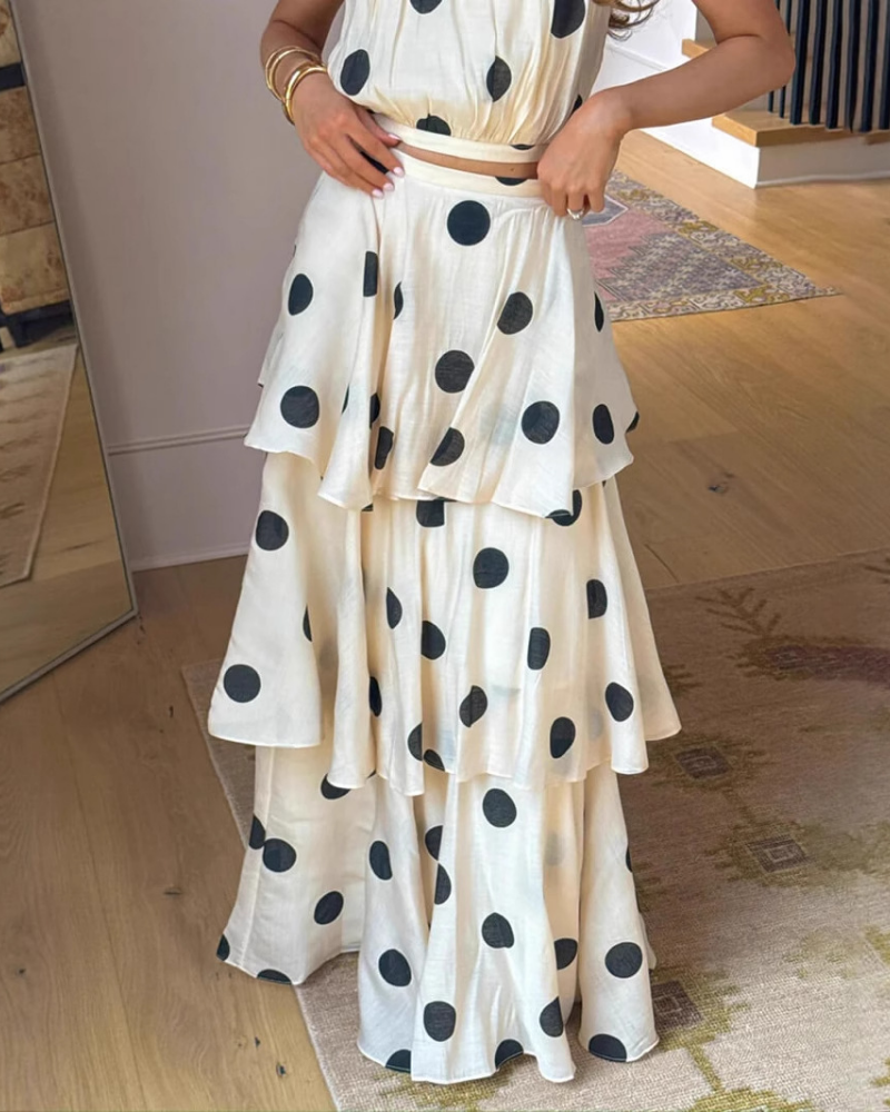 Polka Dot Turtleneck Maxi Dress