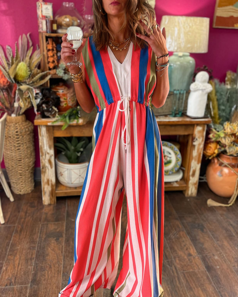 Colorful Striped Parachute Jumpsuit