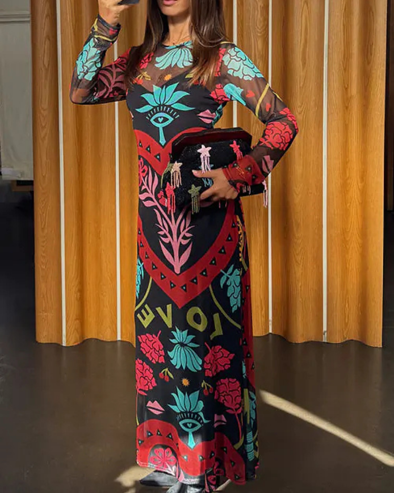 Chic Heart Floral Maxi Dress