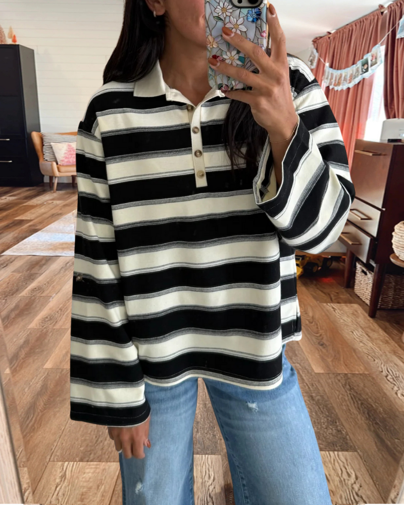 Colorblock Striped Polo Top