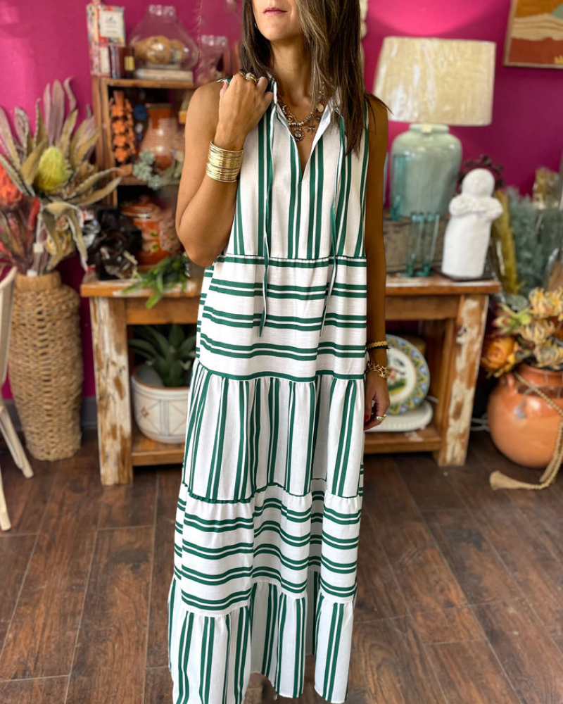 Unique Layered Striped Maxi Dress