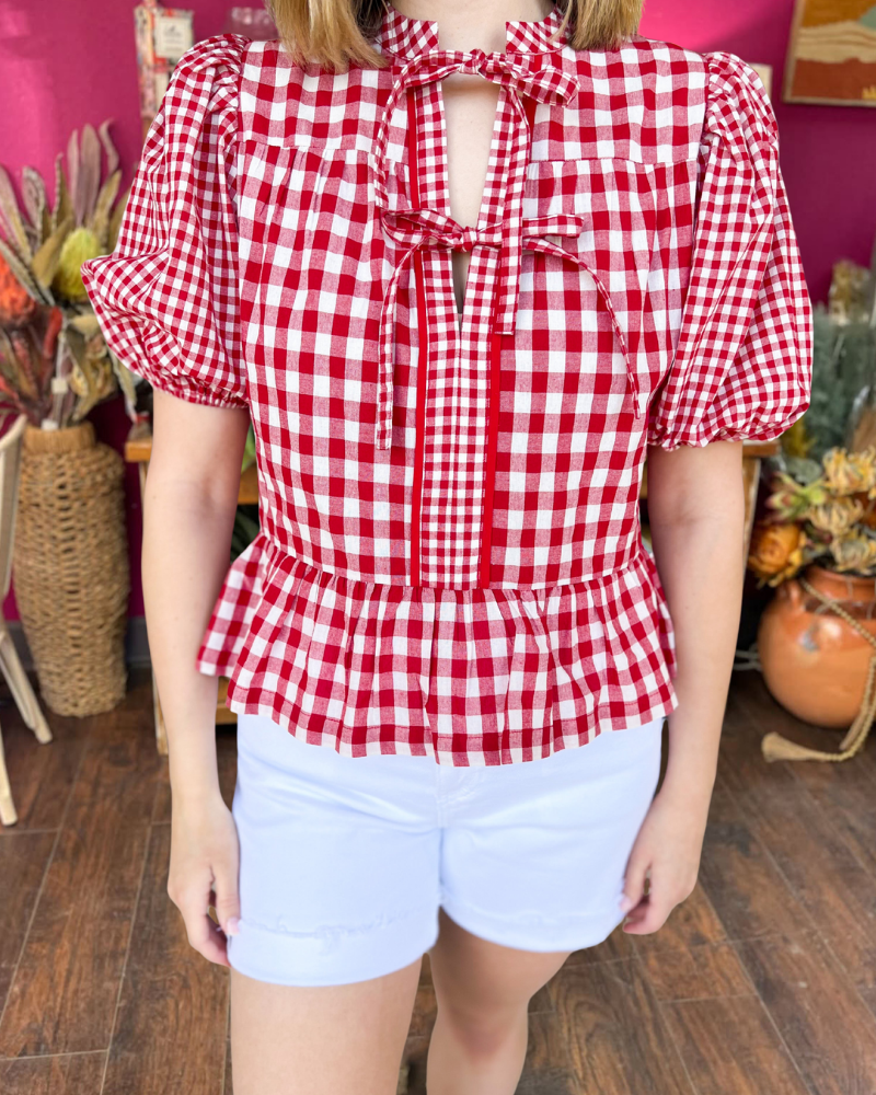 Perfect Check Puff Sleeve Blouse