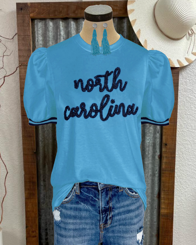 UNC Rameses Embroidered Top