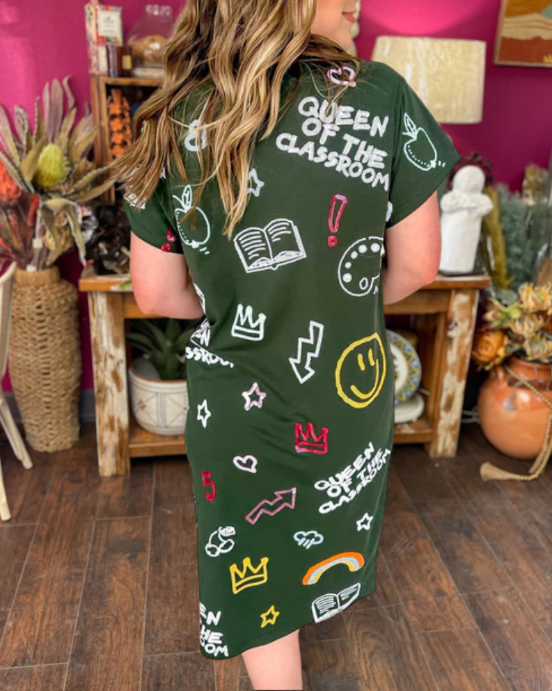 Classroom Mixed Print Dress