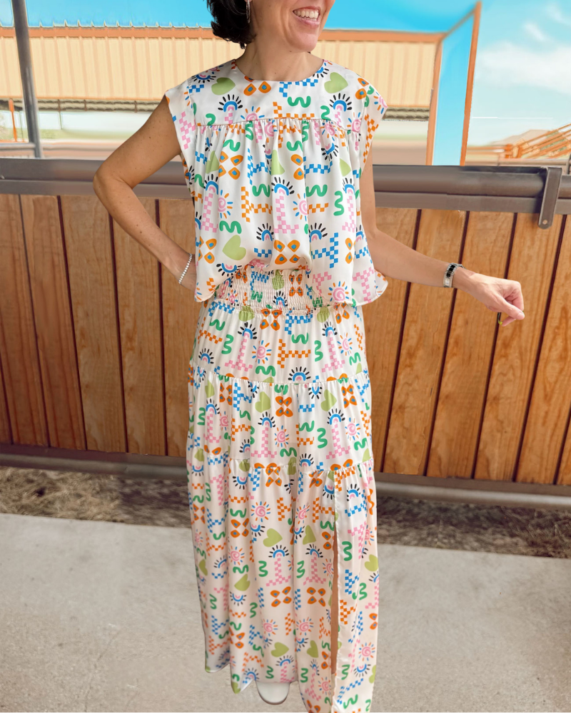 Playful Mixed Pattern Sleeveless Jumpsuit