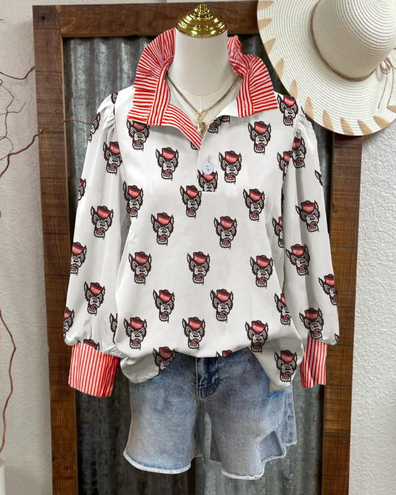NC State Wolfpack Stripe Trim Top