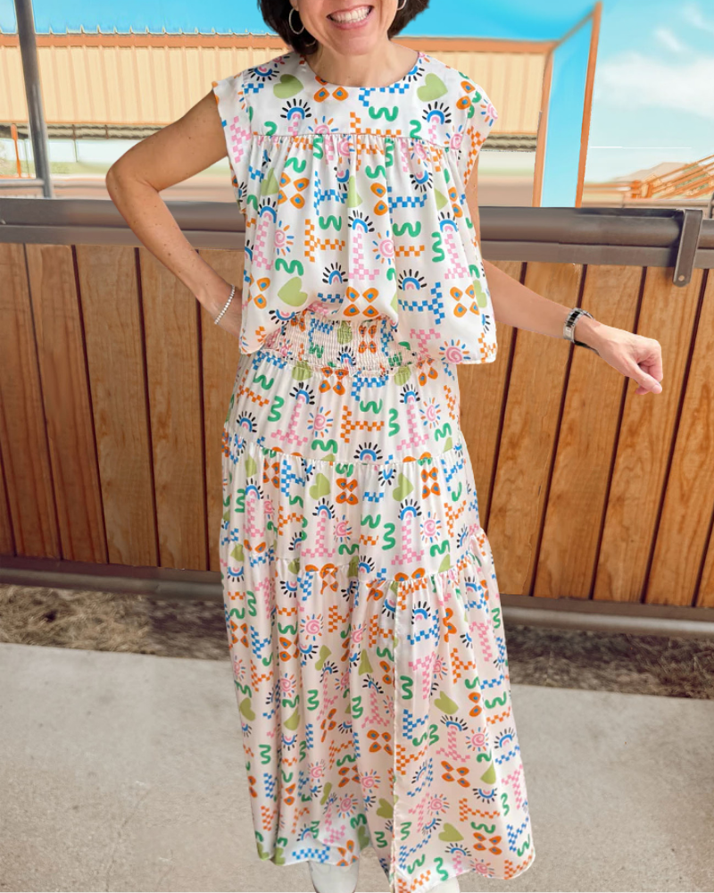 Playful Mixed Pattern Sleeveless Jumpsuit