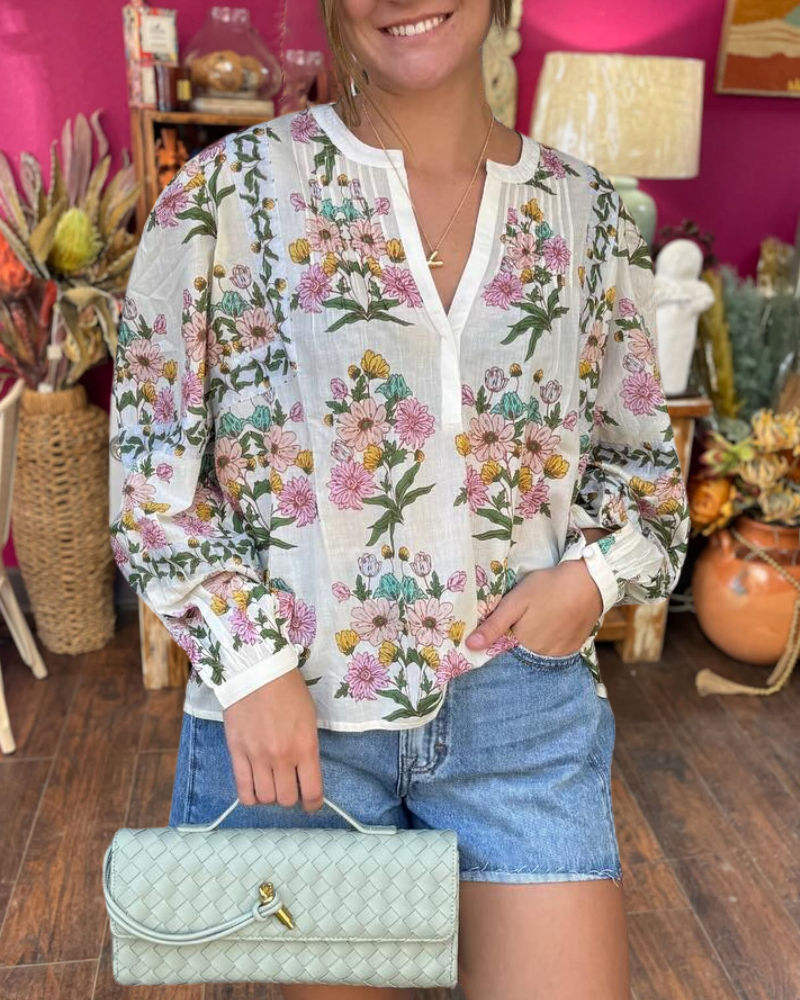 Charm Garden V-Neck Top