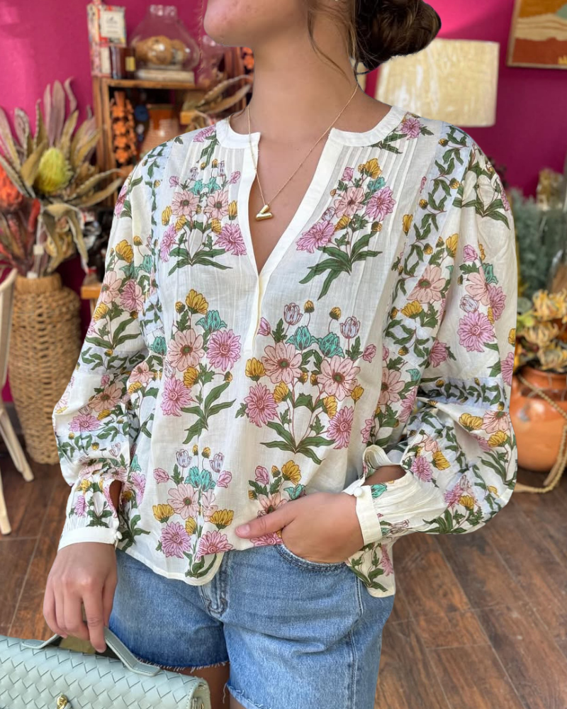 Charm Garden V-Neck Top