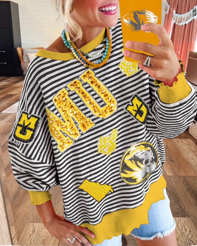 Sequin Missouri Tigers Striped Sweatshirt