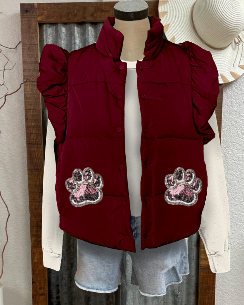 MSU State Sequined Vest Jacket