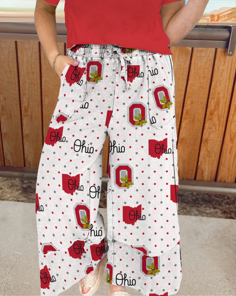 OHIO State Polka Dot Wide-Leg Pants