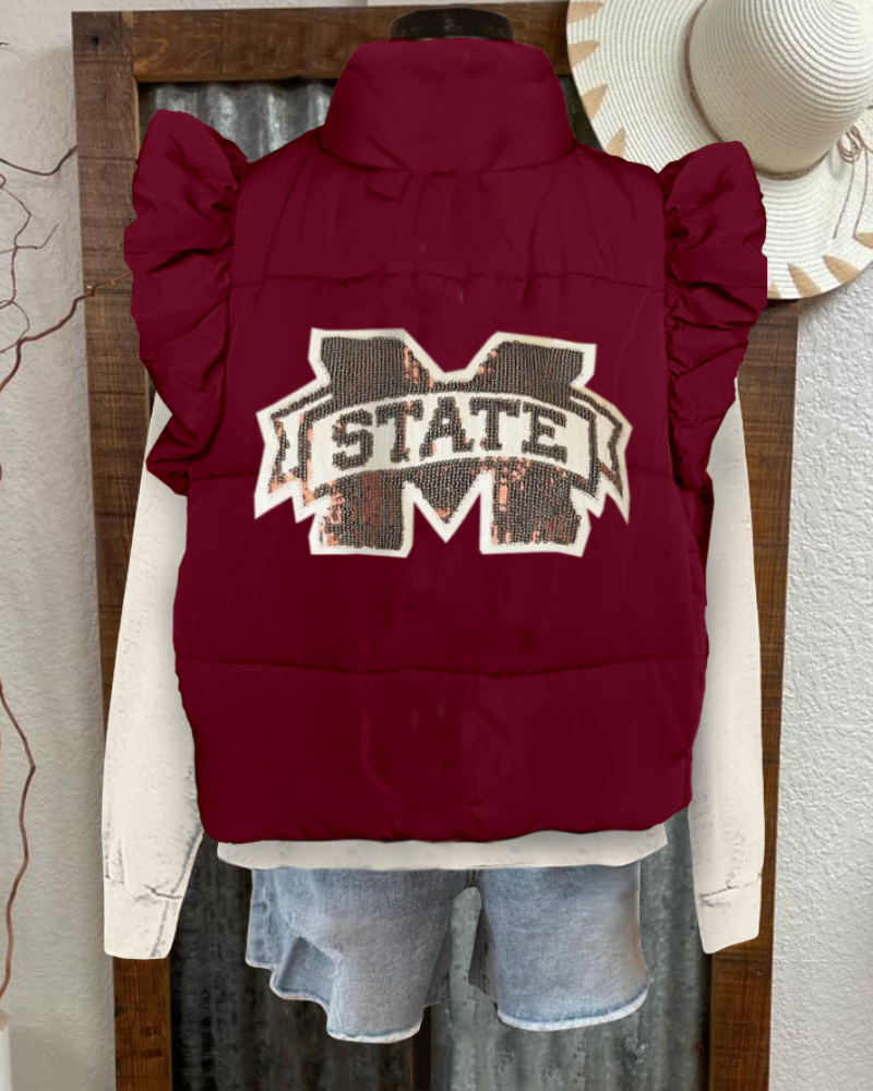 MSU State Sequined Vest Jacket