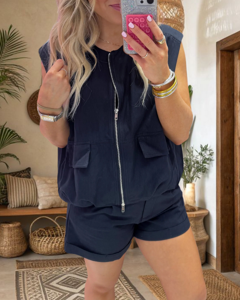Fashion Zip-Up Vest Jacket