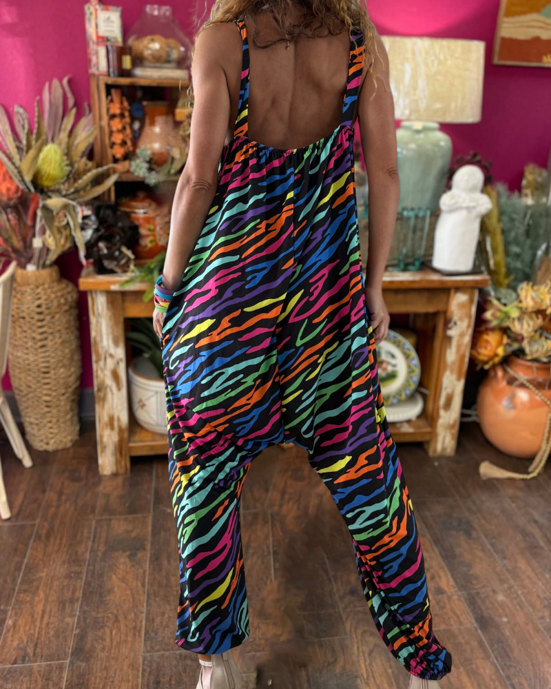 Colorful Wave Striped Jumpsuit