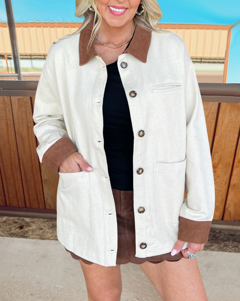 Simple Contrast Trim Jacket
