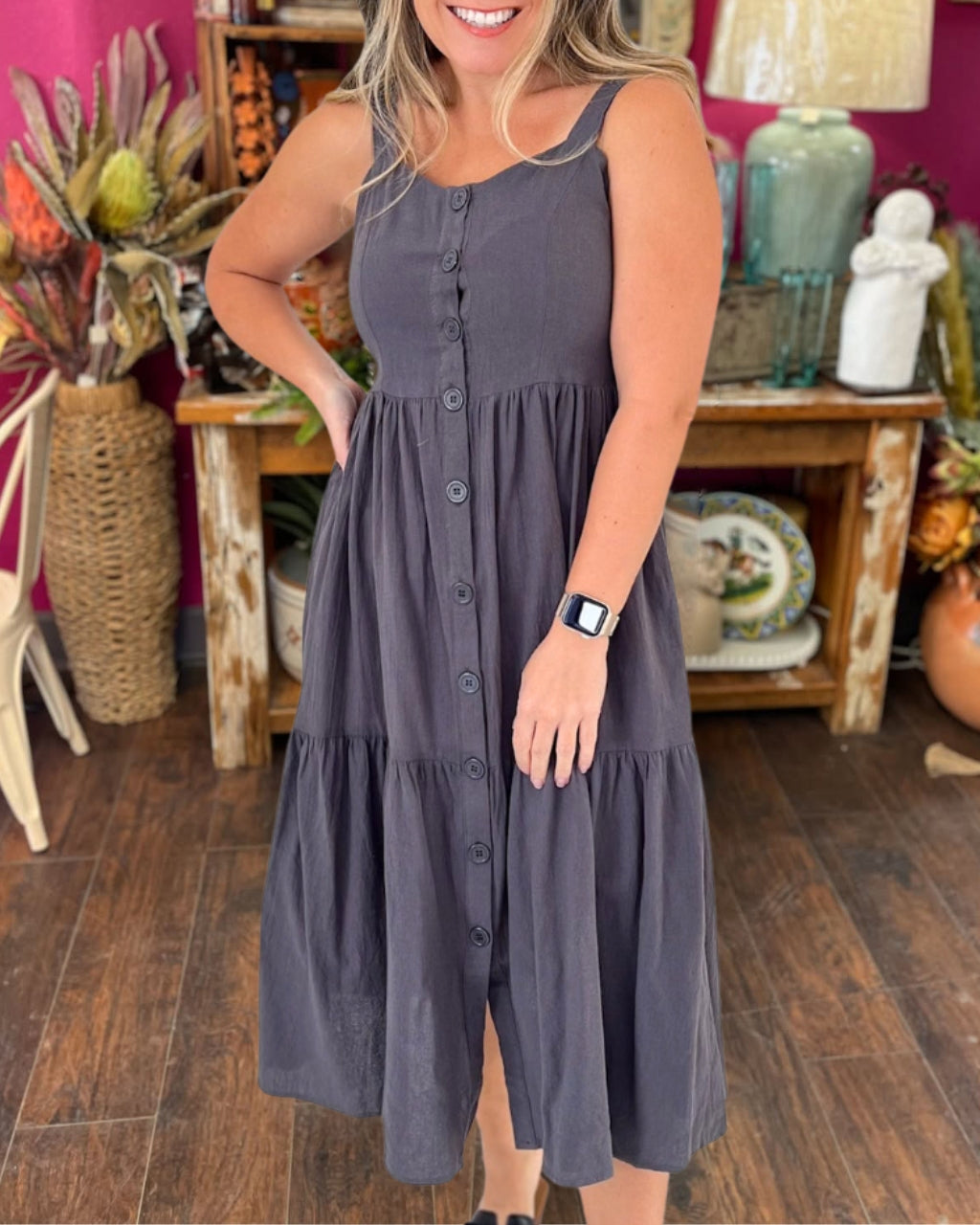 Casual Strap Linen Dress
